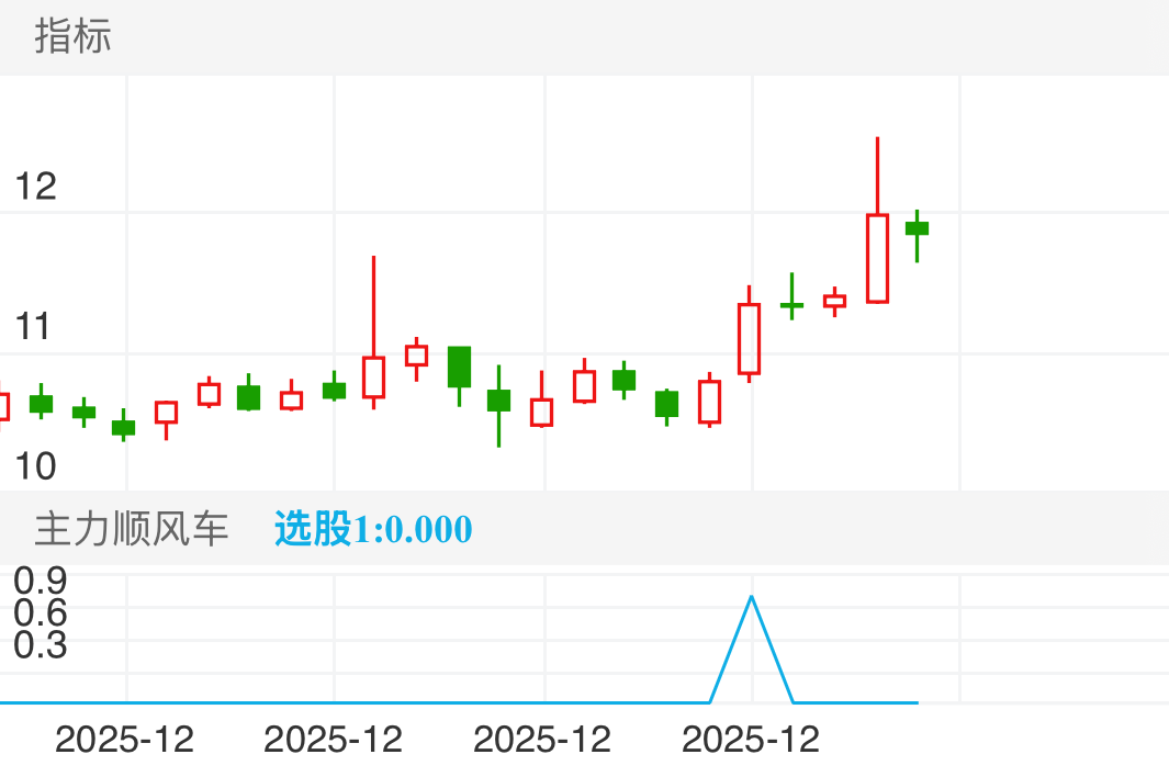 12月25日尾盘选出，11.34买入，连续两天平走出现加仓点，可加仓，30日冲高至12.54，区间盈利10.6%