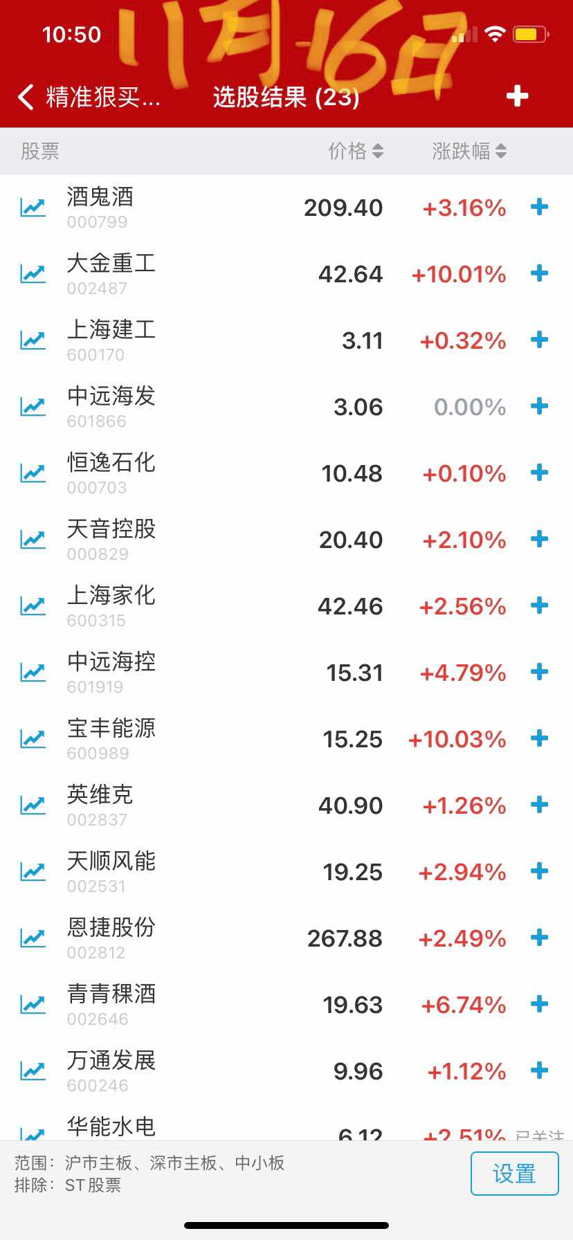 11月16日选股，大家可以自行验证